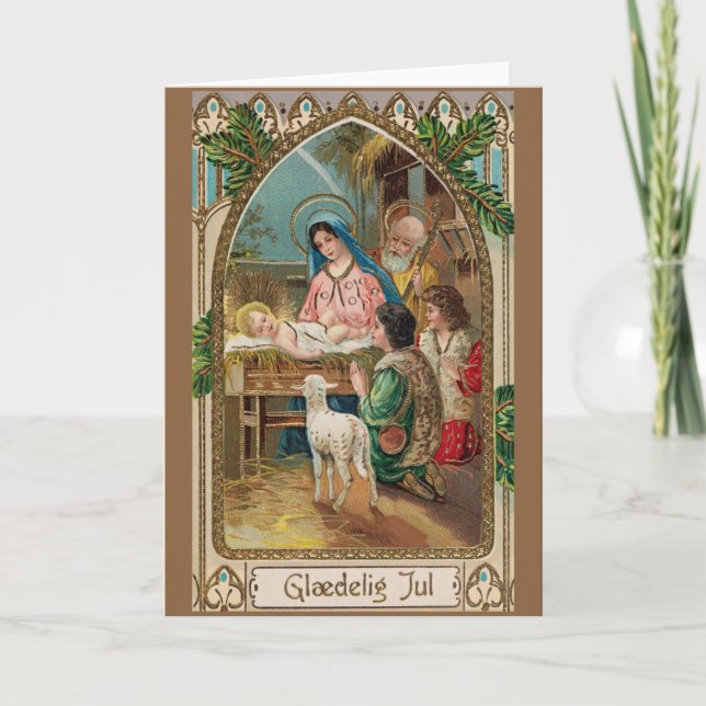 Vintage dänische Weihnachtskarte Feiertagskarte (Vorderseite)