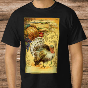 Vintage-Dankesgreeting mit Truthahn T-Shirt