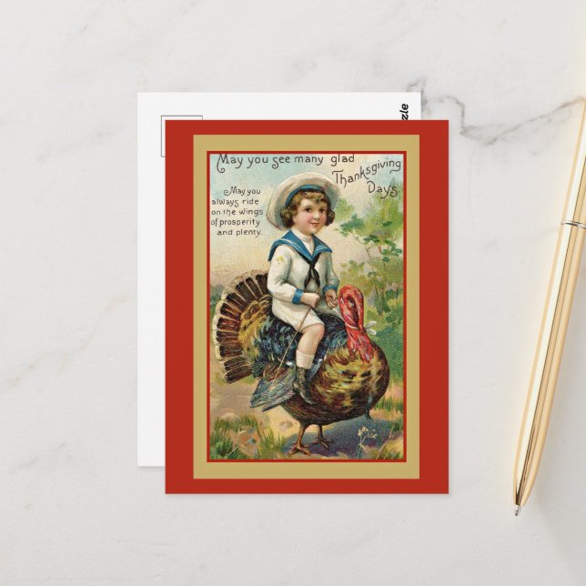 Vintage-Dankesgreeting Postkarte (Vorderseite/Rückseite Beispiel)