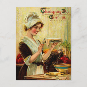 Vintage-Dankespostkarte Feiertagspostkarte