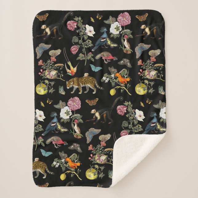 Vintage Dark Botanical Wild Animals in Forest Sherpadecke (Vorderseite)