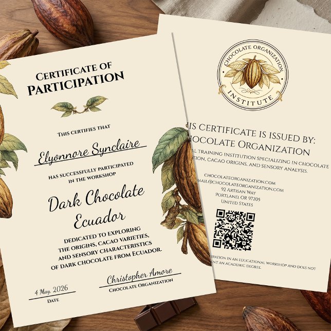 Vintage Dark Chocolate Workshop Certificate (Von Creator hochgeladen)