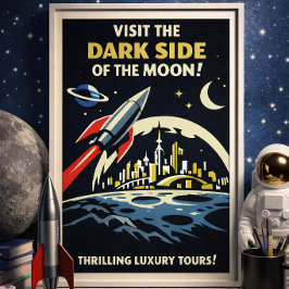 Vintage Dark Side of Moon Poster Art Deco Travel