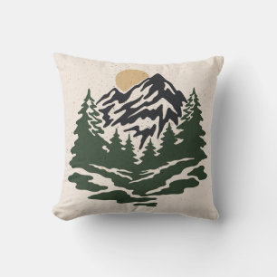 Vintage Darstellung der Berglandschaft Kissen