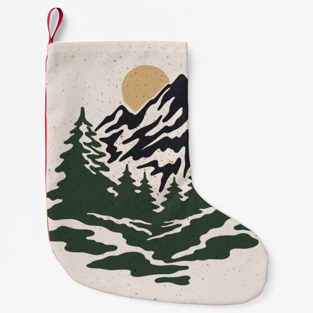 Vintage Darstellung der Berglandschaft Kleiner Weihnachtsstrumpf (Vorderseite)