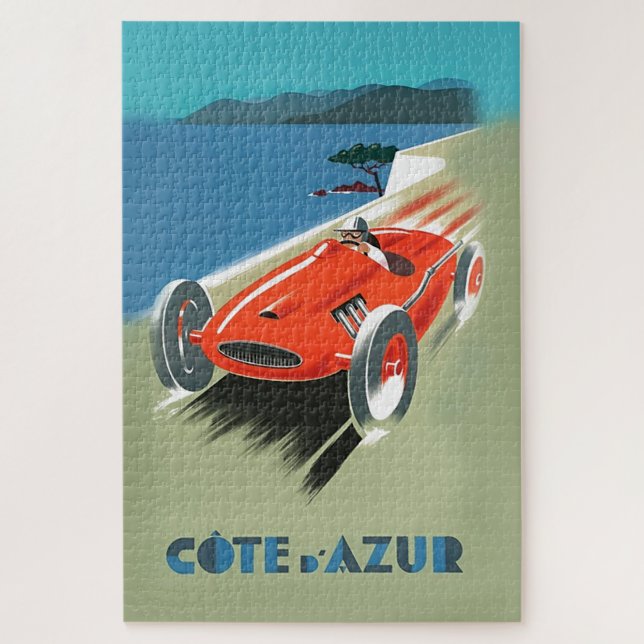 Vintage Darstellung der Cote d'Azur Automobile (Vertikal)