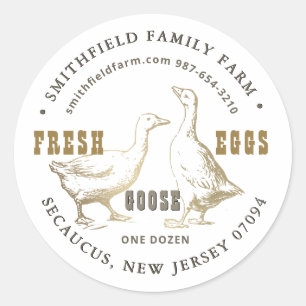 Vintage Darstellung der Ente oder Gänseeier mit Ke Runder Aufkleber