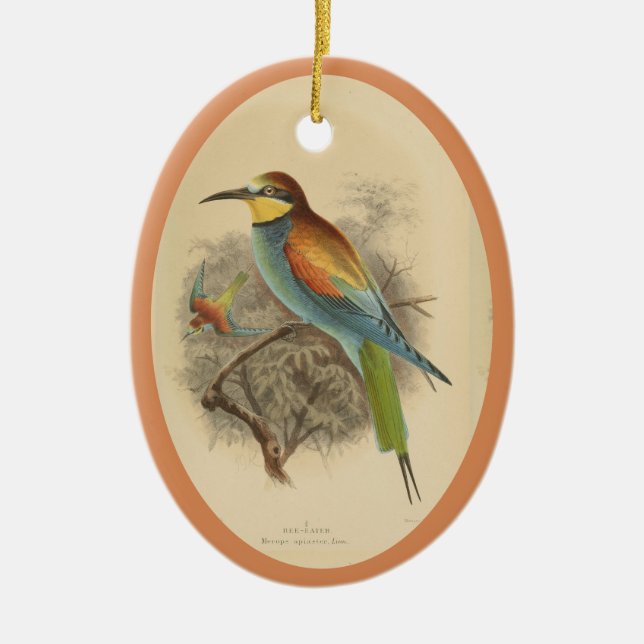 Vintage Darstellung der europäischen Bienenfresser Keramik Ornament (Vorne)
