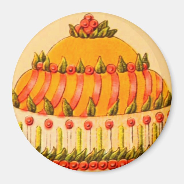 Vintage Darstellung der Kuchennahrung Magnet (Vorne)