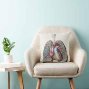 Vintage-Darstellung der menschlichen Anatomie Lung Kissen