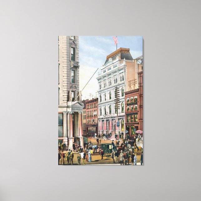 Vintage Darstellung der NYC-Börse (1882) Leinwanddruck (Vorderseite)