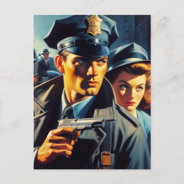 Vintage Darstellung der Zellstoffpolizei Postkarte (Vorderseite)