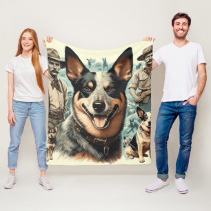 Vintage Darstellung des australischen Rinderhundes Fleecedecke