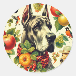 Vintage Darstellung des großen Dan Dog Runder Aufkleber