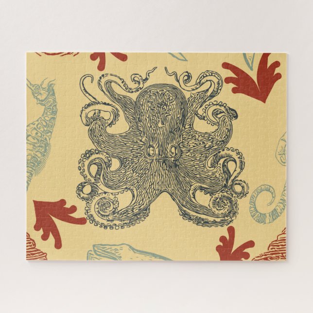 Vintage Darstellung des Nautischen Oktopus (Horizontal)