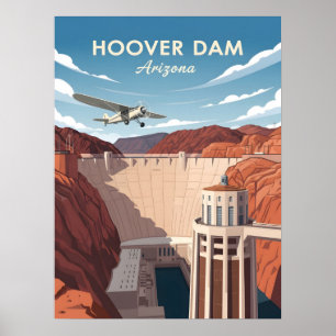Vintage Darstellung des Staudamms Poster