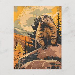 Vintage Darstellung eines Groundhogs Postkarte