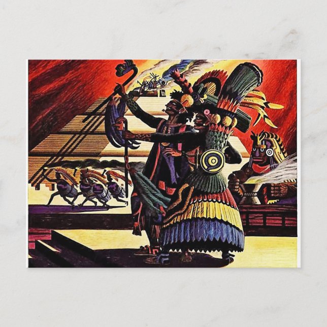 Vintage Darstellung eines Stammestanzkollegs Postkarte (Vorderseite)