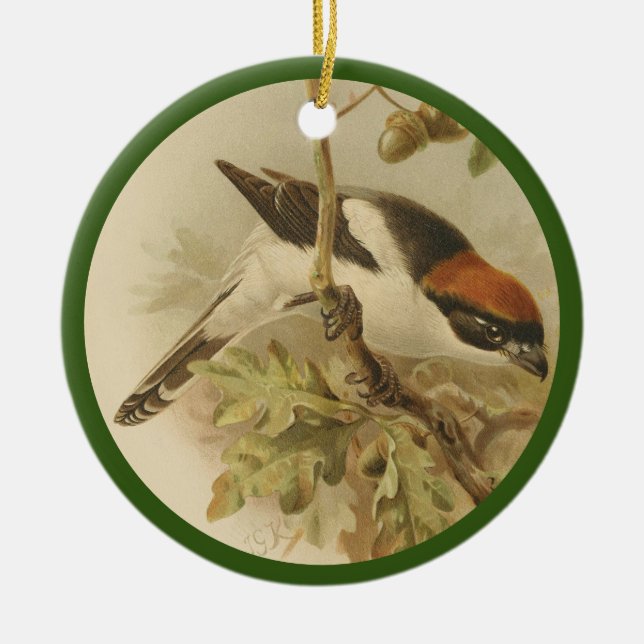 Vintage Darstellung von Holzschattierchen Keramik Ornament (Vorne)