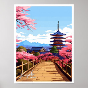 Vintage Darstellung von Kyoto Japan Travel Poster
