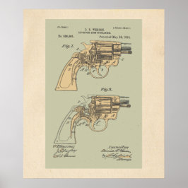 Vintage Darstellung von Revolverpatenten Poster