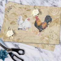 Vintage Decoupage Rooster Hühnchen Henne Floral