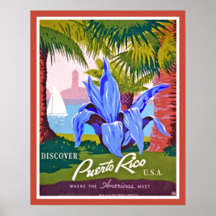 Vintage Découvrir Porto Rico Poster Imprimer