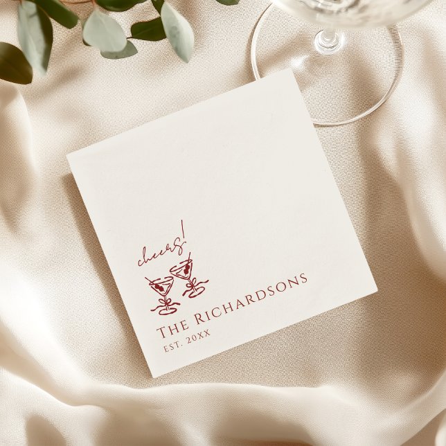 Vintage Deep Burgundy Martini Old Money Wedding Serviette (Von Creator hochgeladen)