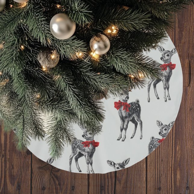 Vintage Deer Christmas Polyester Weihnachtsbaumdecke (Von Creator hochgeladen)