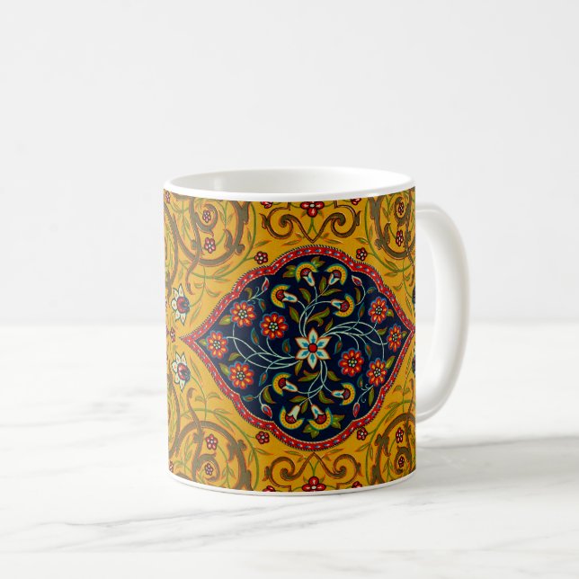 Vintage Dekoration Persischer Blumenkunst Kaffeetasse (VorderseiteRechts)