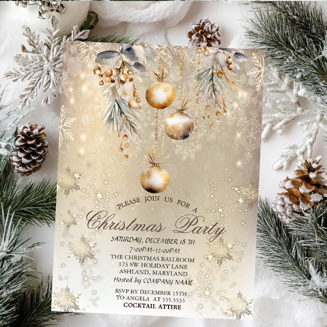 Vintage Dekorationen der Baumzweige Schneeflocken  Einladung (Von Creator hochgeladen)