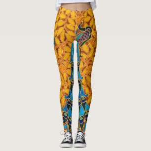 Vintage Dekorative Art Nouveau Pfauen und Baum Leggings