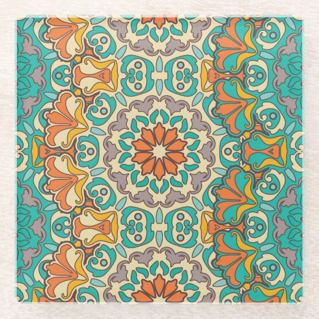 Vintage dekorative Elemente: nahtloser orientalisc Glasuntersetzer (Vorderseite)