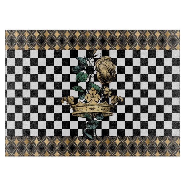 Vintage Dekorative Kronen und Rose Schneidebrett (Vorderseite)