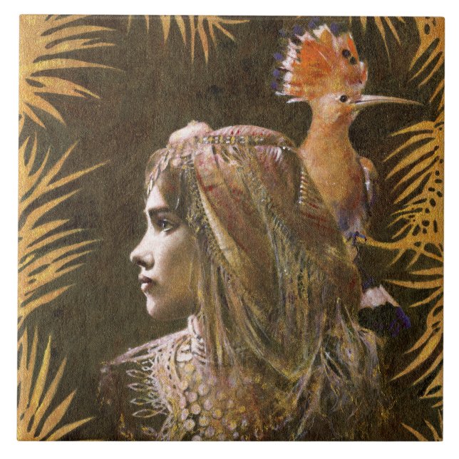 Vintage dekorative Mädchen-und Fliese (Vorderseite)