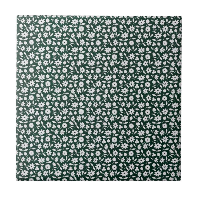 Vintage-Dekoratives Dichtes Blumenmuster Fliese (Vorderseite)