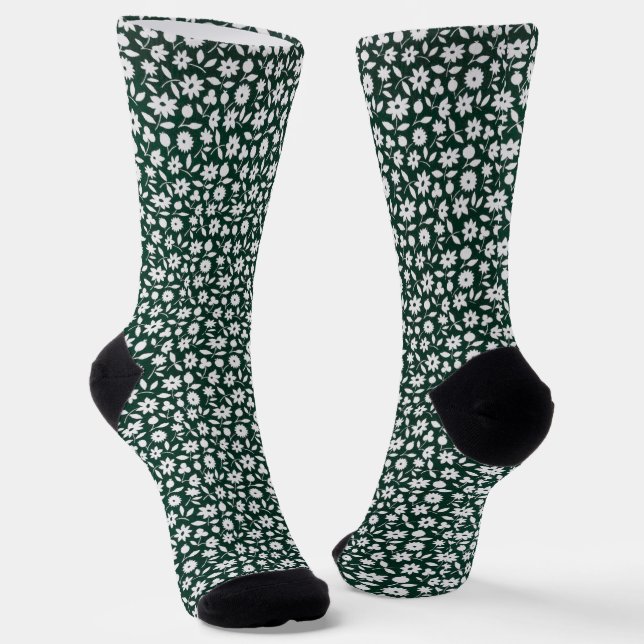 Vintage-Dekoratives dichtes Blumenmuster Socken (Gewinkelt)