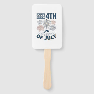 Vintage-Delfin 4.-Juli-Feuerwerk-Shirt-Design Fächer