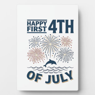 Vintage-Delfin-Feuerwerk-Shirt-Design zum 4. Juli Fotoplatte