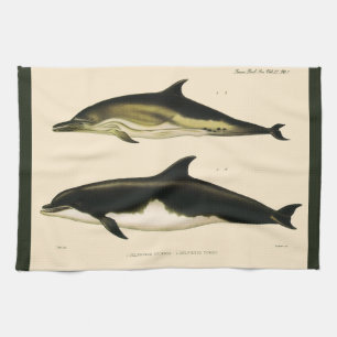 Vintage-Delfine, Meeressäuger-Tiere  Geschirrtuch