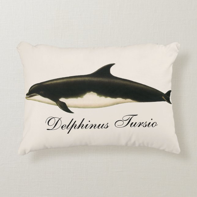 Vintage Delphine Delphinus Tursio, Meeressäugetier Dekokissen (Vorderseite)