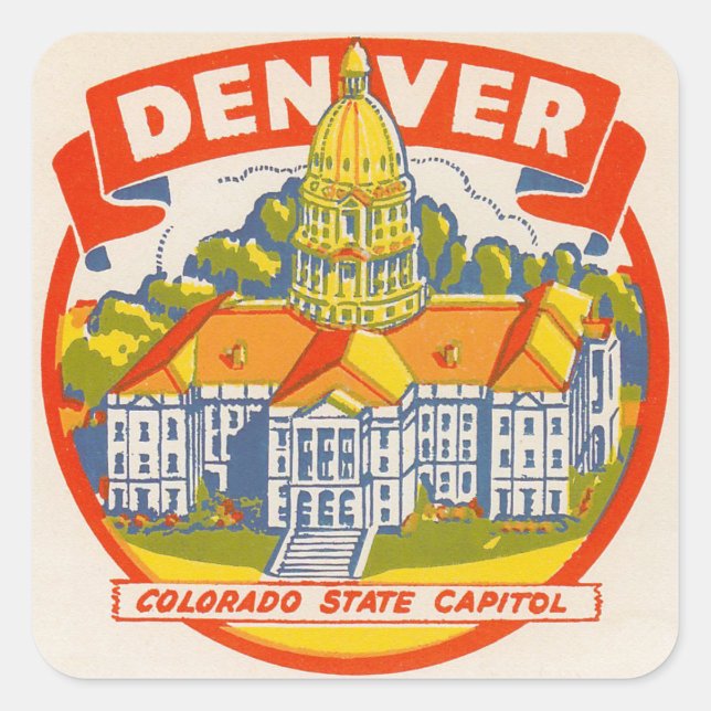 VINTAGE - DENVER QUADRATISCHER AUFKLEBER (Vorderseite)