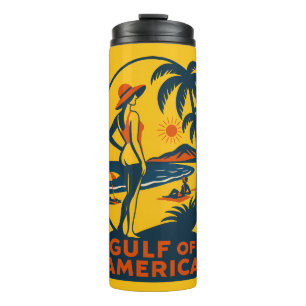 Vintage Der Golf von Amerika Reise Strand Thermosbecher