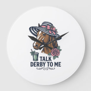 Vintage Derby Pferde Hut Talk Derby To Me Design Große Wanduhr