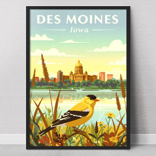 Vintage Des Moines Iowa Poster