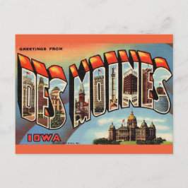 Vintage Des Moines Iowa Postkarte