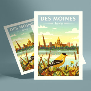 Vintage Des Moines Iowa Postkarte