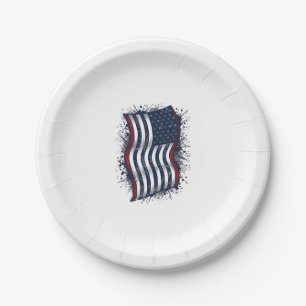 Vintage-Design mit US-Flagge auf Hemd_1 Pappteller
