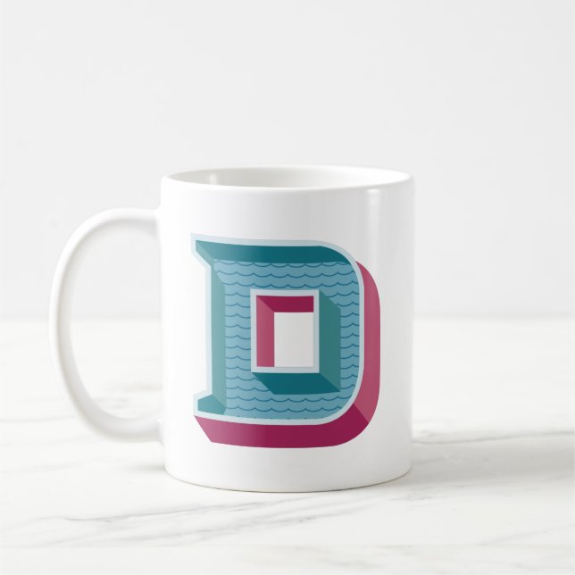 Vintage-Design-Monogramm-D-Anfangstaste-Tasse Kaffeetasse (Links)
