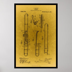 Vintage Design Retro trombone patent print Poster